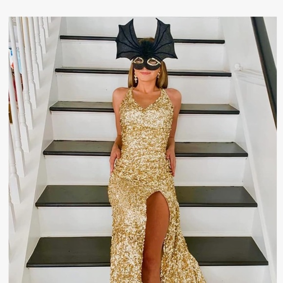 Speechless Gold Sequin Prom Dress - Picture 1 of 5